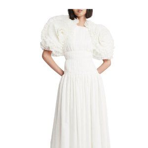 Aje White Midi Dress with Ruffled Sleeves